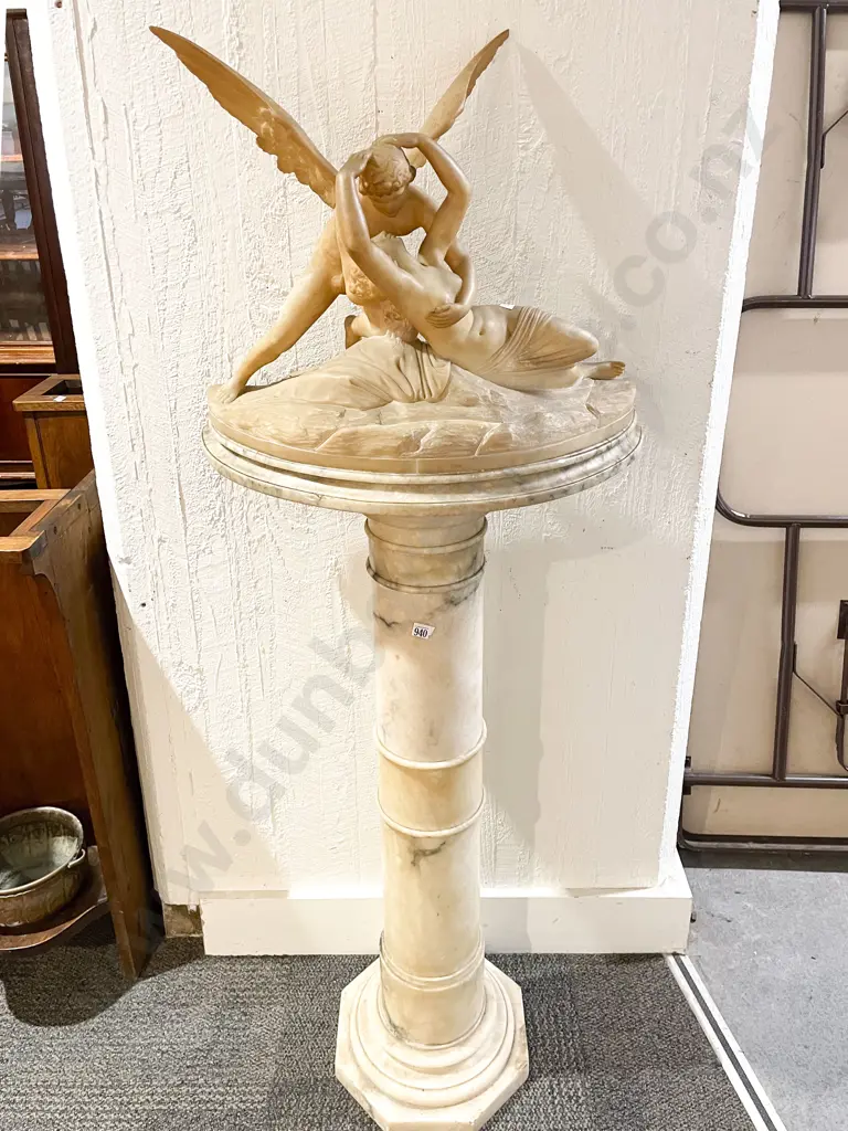 Early C19th Italian Grand Tour Alabaster Figural Sculpture on Alabaster Stand Image 1++