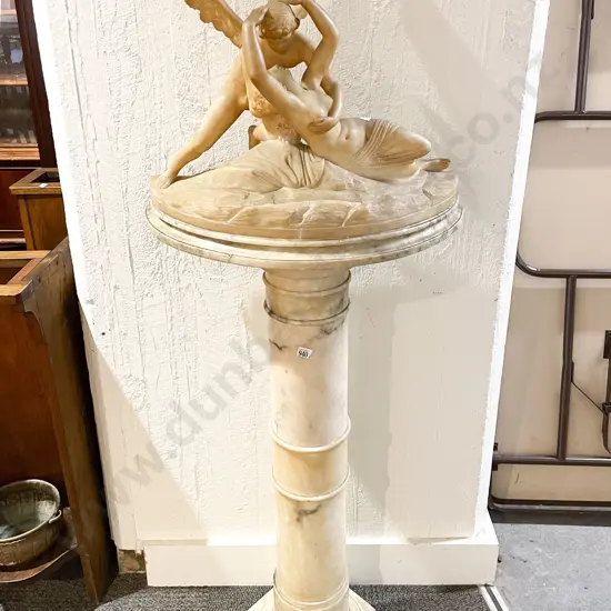 Early C19th Italian Grand Tour Alabaster Figural Sculpture on Alabaster Stand
