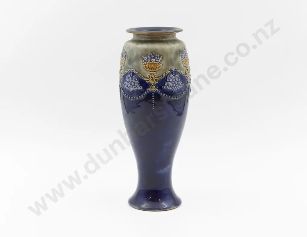 C1892 RD Stoneware Applied Motif Mantel Vase 28cm H Image 1++