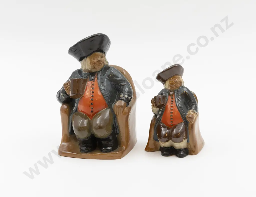 C1912 Doulton Lambeth Slipcast Toby Figures as Pastille Burners 15.5cm & 11.5cm H Image 1++