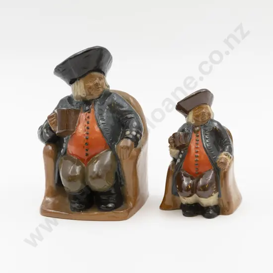 C1912 Doulton Lambeth Slipcast Toby Figures as Pastille Burners 15.5cm & 11.5cm H