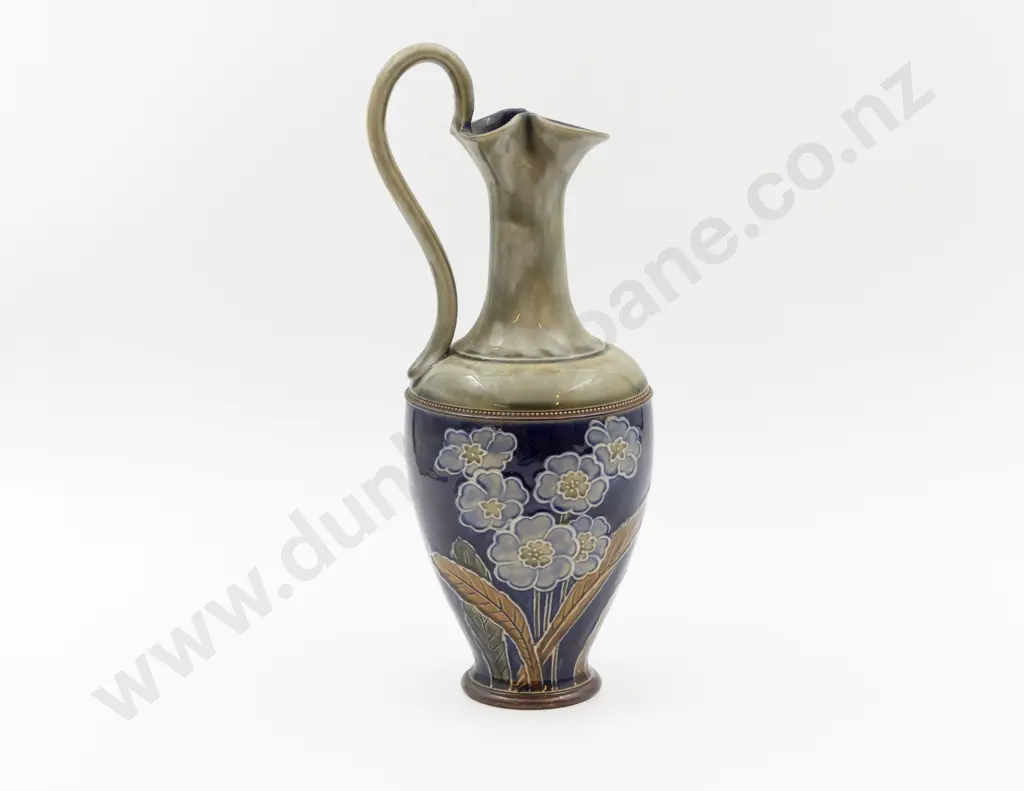 C1893 RD Stoneware Tube Lined Primrose Decorated Ewer 33cm H Overall Image 1++