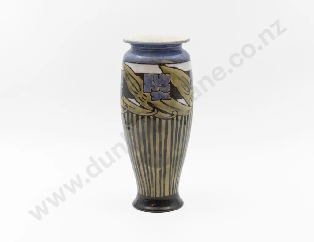 C1894 RD Stoneware Handpainted Art Nouveau Mantel Vase 28cm H Image 1++