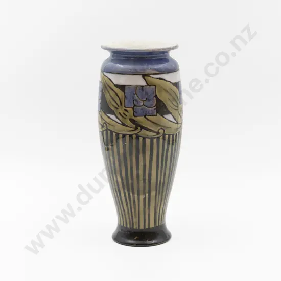 C1894 RD Stoneware Handpainted Art Nouveau Mantel Vase 28cm H