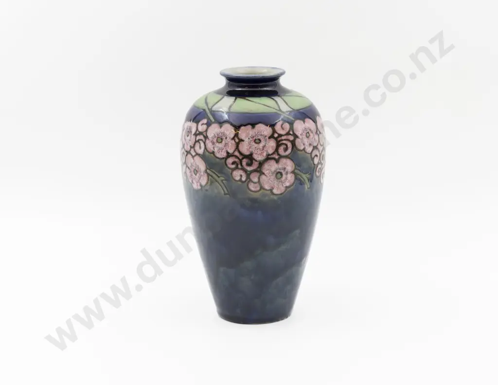 C1894 RD Stoneware Handpainted Pink Blossom Specimen Vase 24cm H Image 1++