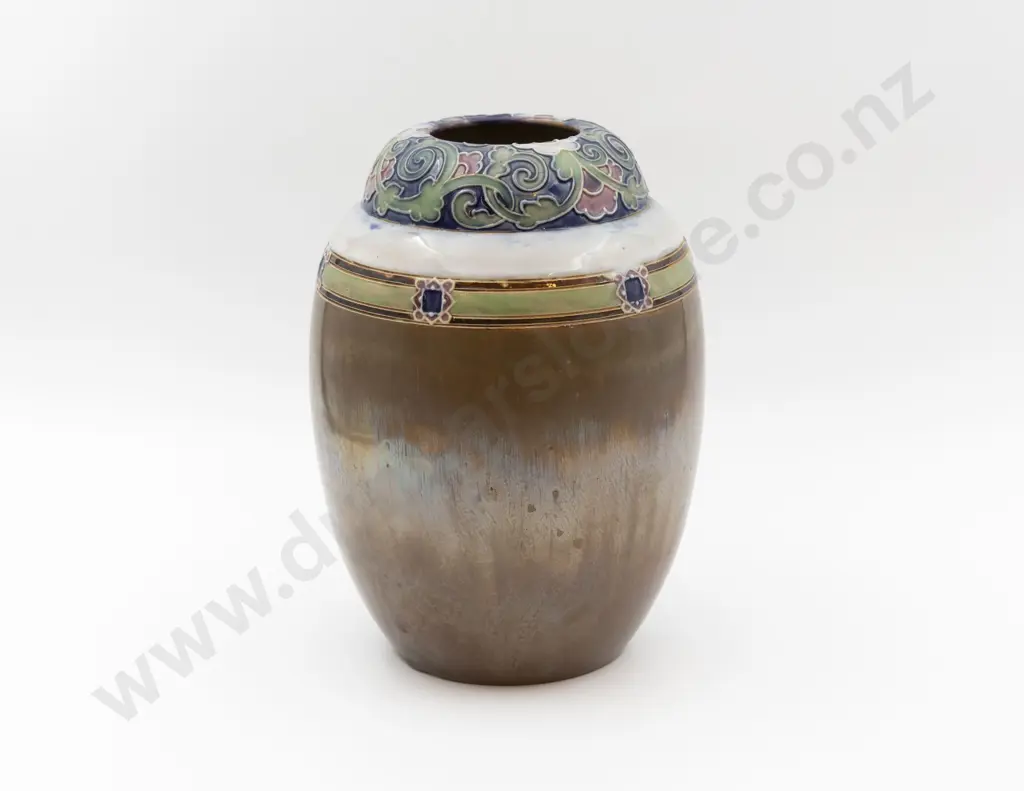 C1896 RD Stoneware Tube Lined Ginger Jar Shape Vase 28cm H Image 1++