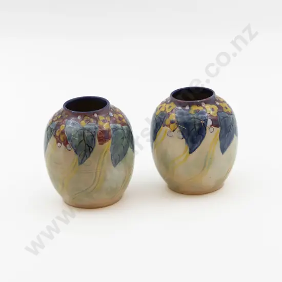 Two RD Brangwyn Ware Handpainted Posy Pots 10.5cm H