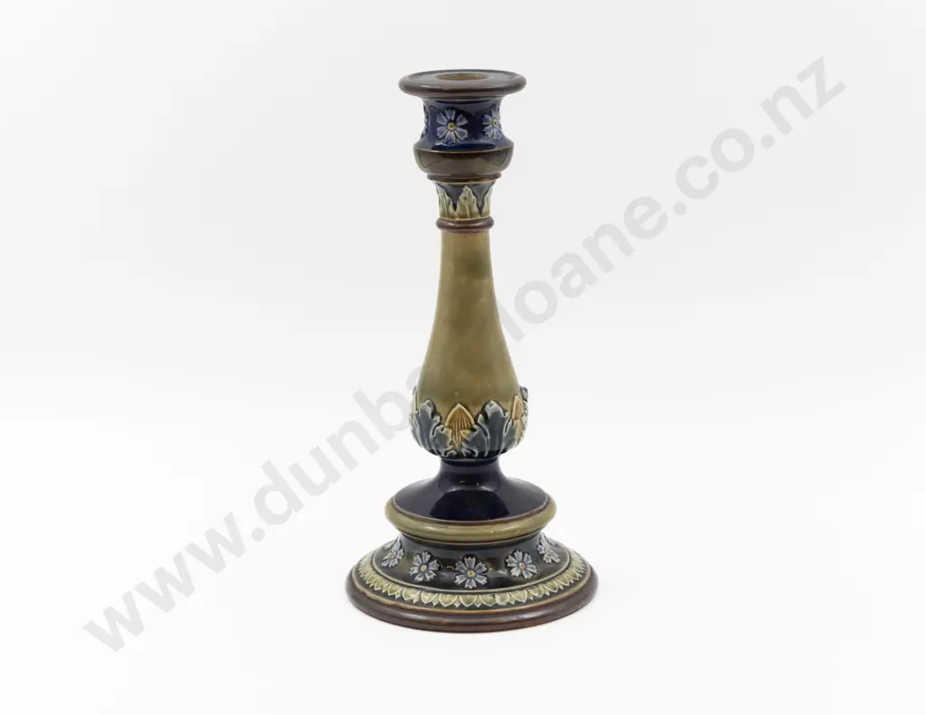 C1892 RD Stoneware Applied Motif Column Candlestick 29cm H Image 1++