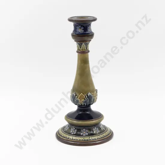 C1892 RD Stoneware Applied Motif Column Candlestick 29cm H