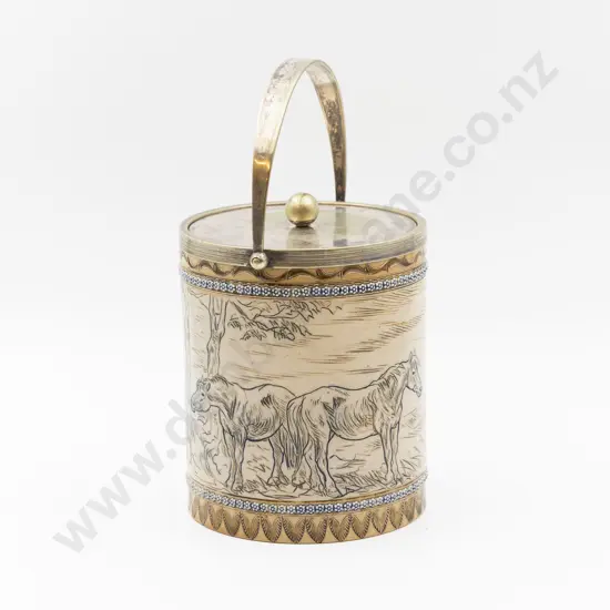 Dated 1883 Doulton Lambeth Stoneware Hannah Barlow Biscuit Barrel