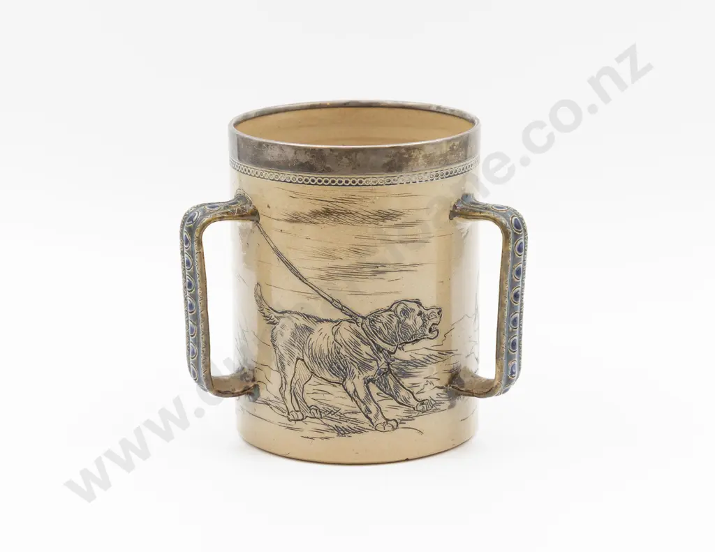 C1880 Doulton Lambeth Hannah Barlow Loving Cup Image 1++