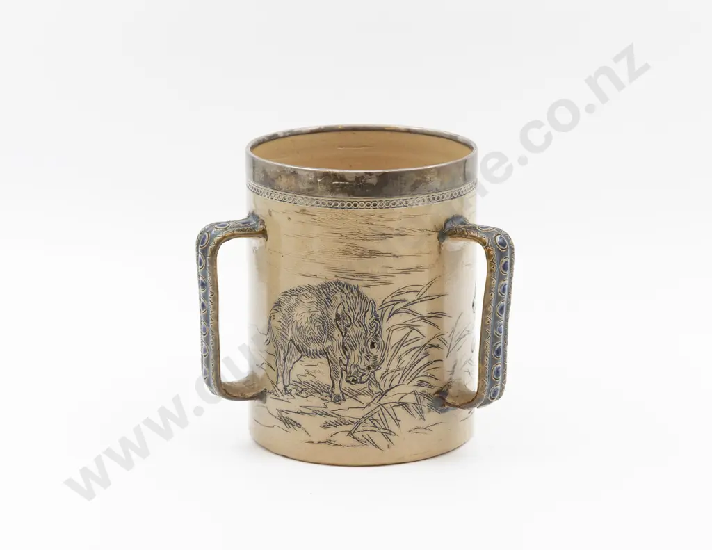 C1880 Doulton Lambeth Hannah Barlow Loving Cup Image 1++