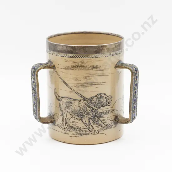 C1880 Doulton Lambeth Hannah Barlow Loving Cup