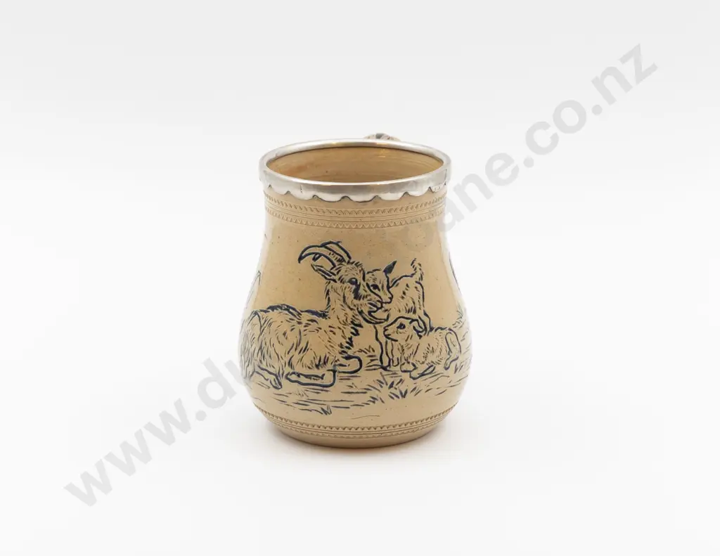 C1870 Doulton Lambeth Hannah Barlow Pint Mug Image 1++