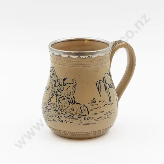 C1870 Doulton Lambeth Hannah Barlow Pint Mug