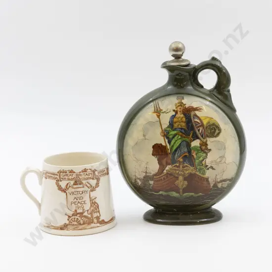 RD Dewar's 'Britannia' Whisky Decanter & 1919 Victory & Peace Mug