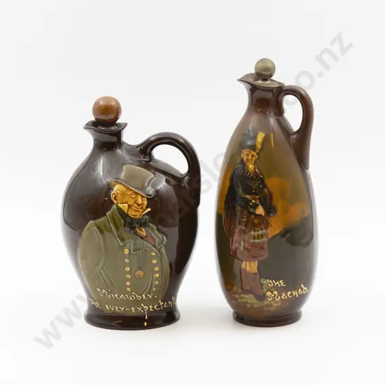 Two RD Kingsware Dewar's Whisky Decanters "Micawber" & "The Macnab"