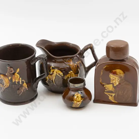 RD Kingsware Shallow Relief Tea Caddy Mug Jug & Posy Pot