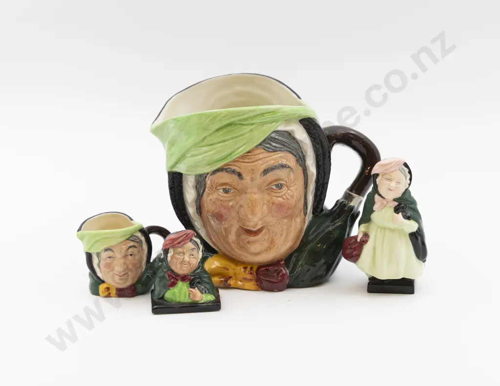 RD Large Sairey Gamp Character Jug & Four Other Figures Image 1++