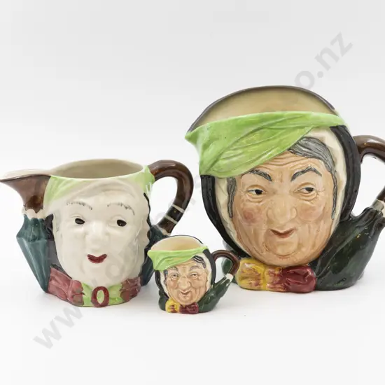RD Large Sairey Gamp Character Jug Medium Jug & Lingard Jug