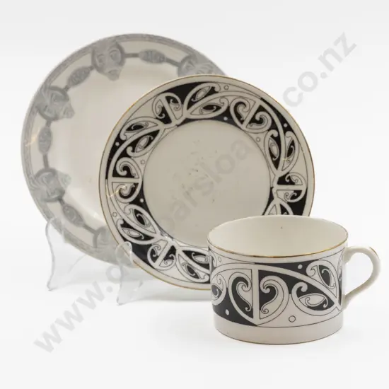 Royal Doulton "Maori Art" Pattern Teacup & Saucer & Plate