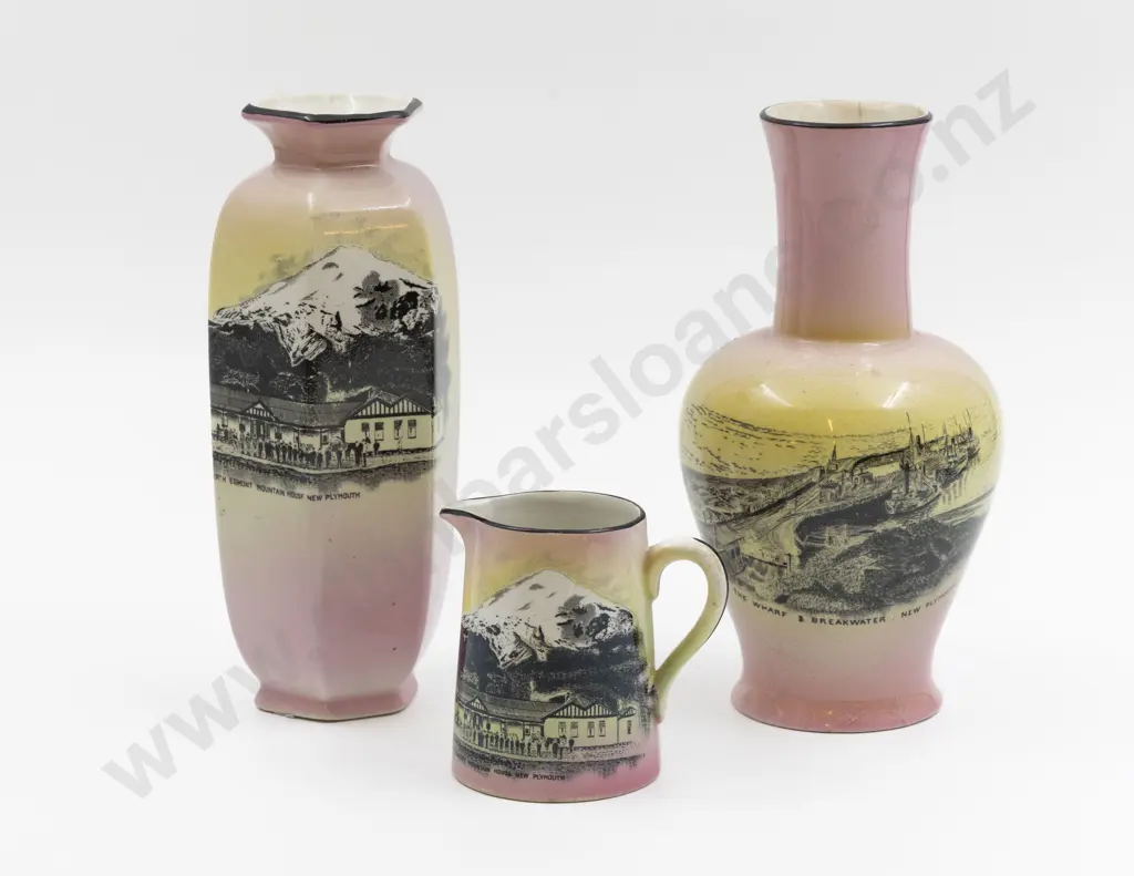 Two H & K Tunstall NZ Souvenir Vases & Jug Image 1++