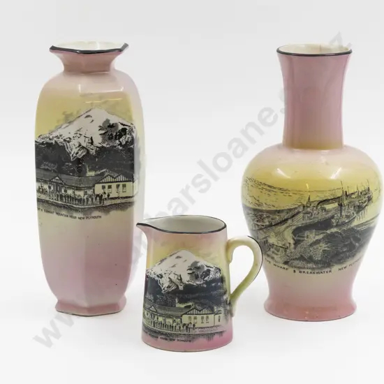 Two H & K Tunstall NZ Souvenir Vases & Jug
