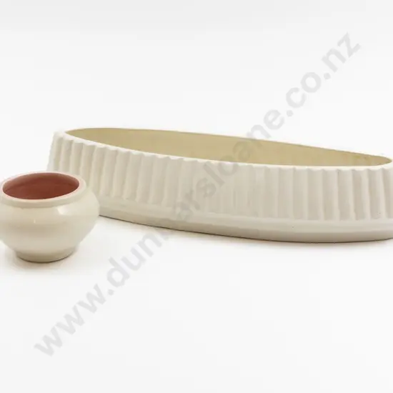 Crown Lynn RIbbed Trough Vase