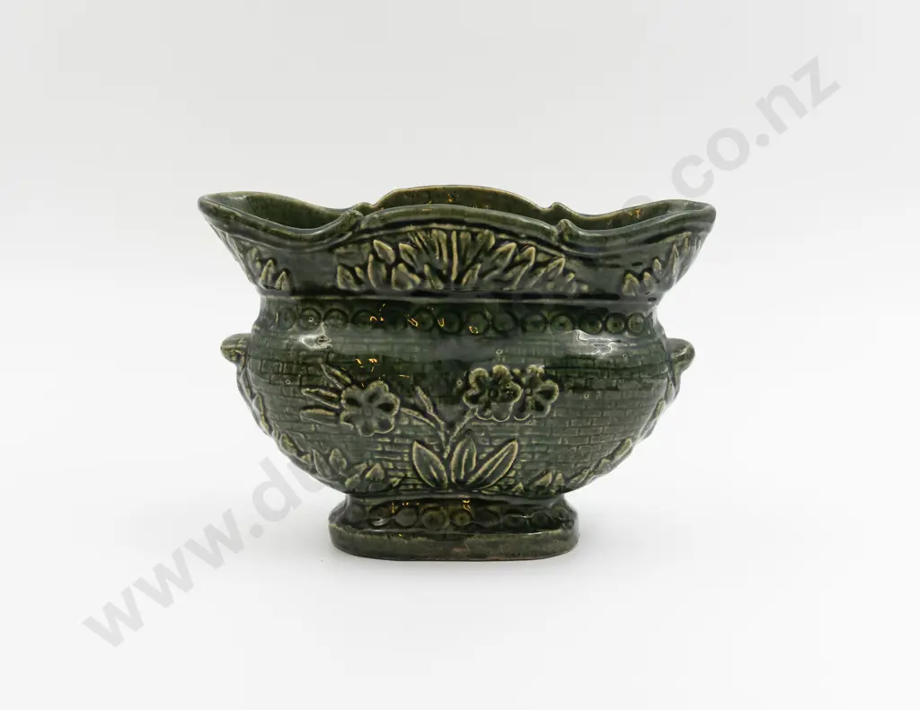 NZ Pottery Woodnorth Footed Trough Vase 24.5cm L Image 1++
