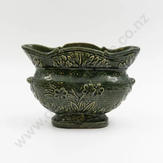 NZ Pottery Woodnorth Footed Trough Vase 24.5cm L