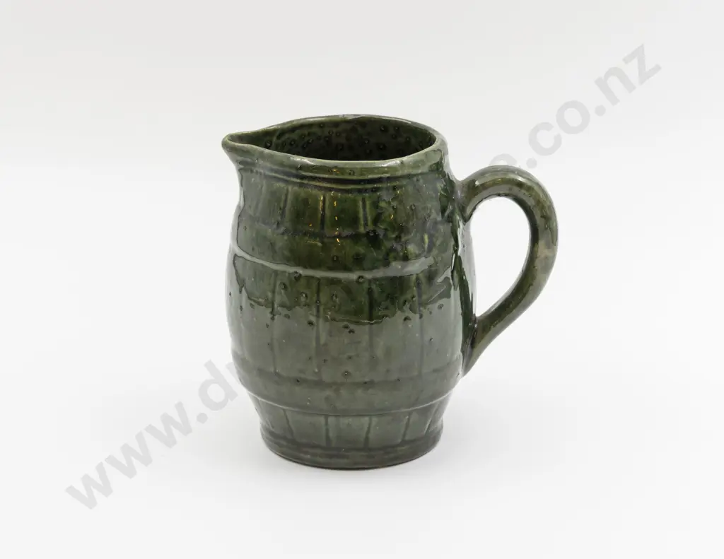 Luke Adams Green Barrel Form Jug 16.5cm H Image 1++