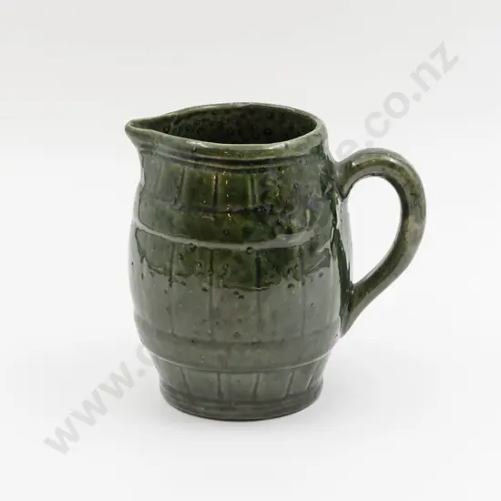 Luke Adams Green Barrel Form Jug 16.5cm H