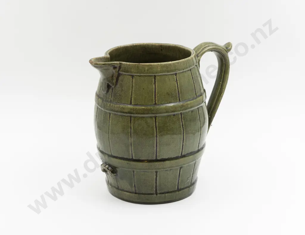 Large Possible Luke Adams Green Barrel Form Jug 24cm H (A/F) Image 1++