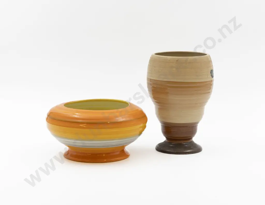 Shelley Art Deco Banded Rose Bowl & Vase 18cm Dia Overall and 18cm H Image 1++