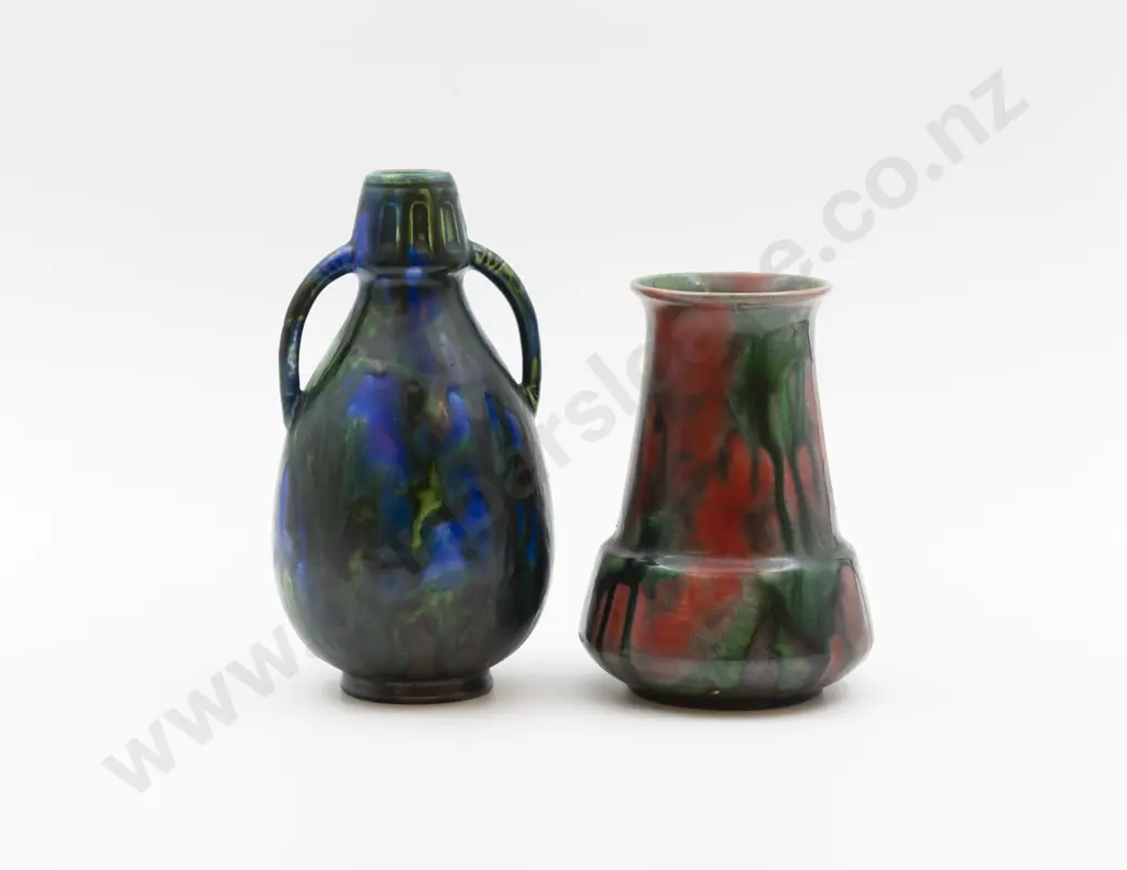 Two Minton Hollins 'Astra Ware' Vases 17.5.cm & 13.5cm H Image 1++