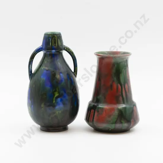 Two Minton Hollins 'Astra Ware' Vases 17.5.cm & 13.5cm H