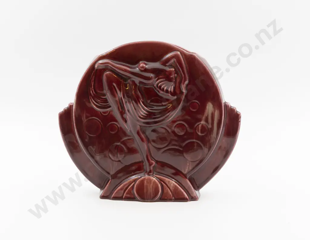 Australian Mingay Pottery Art Deco Burgandy Glaze Vase/Wall Pocket 22.5cm H Image 1++