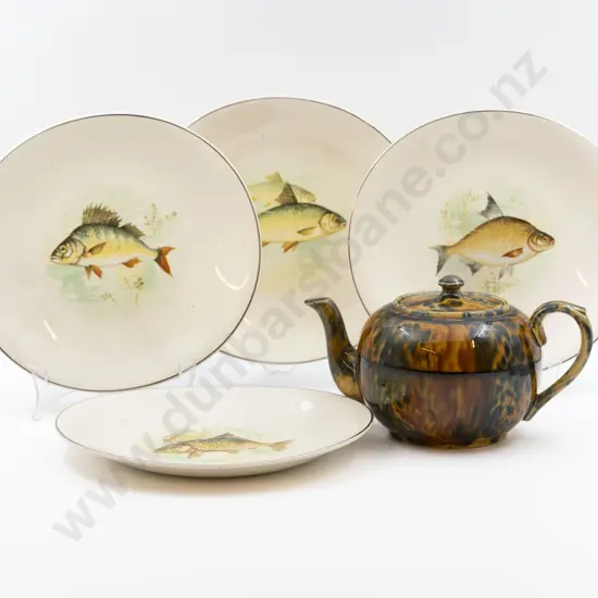 C1930's Staffordshire Pottery Dribble Glaze Teapot Impressed England