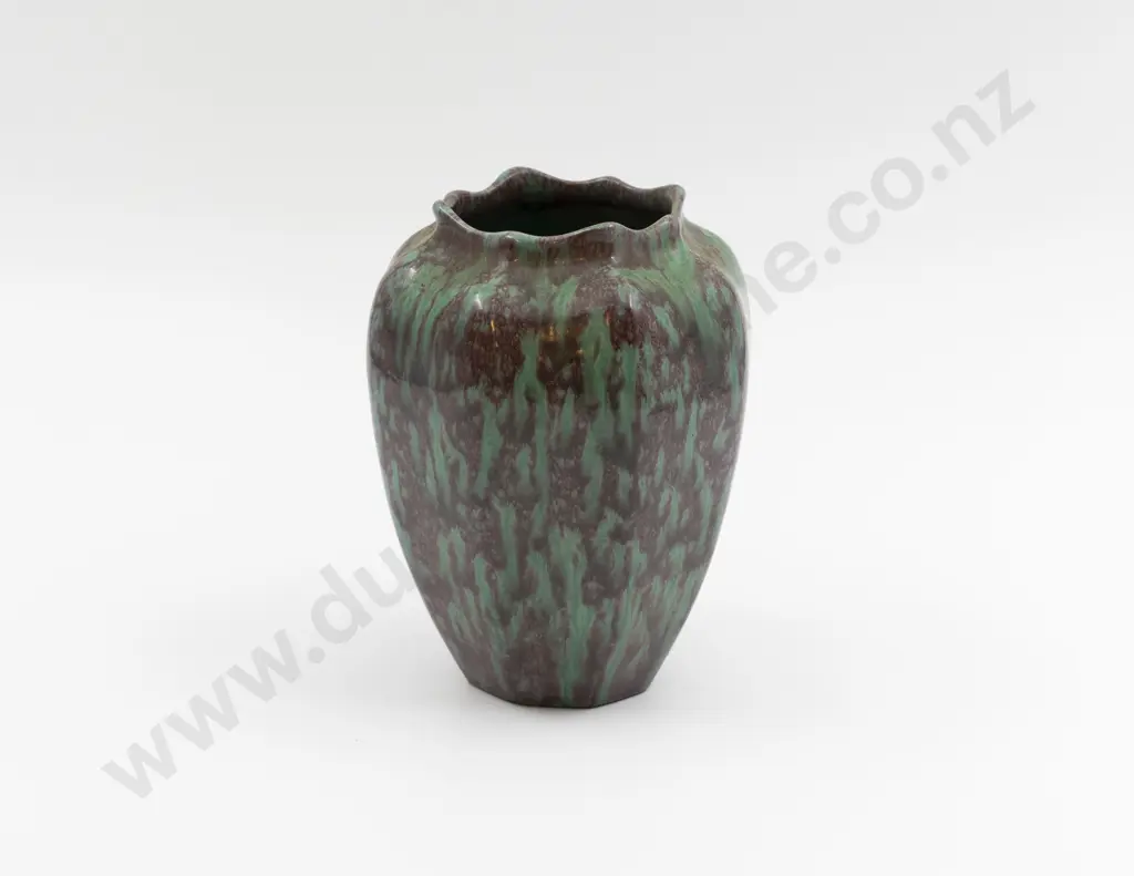 Pilkingtons Studio Pottery Facetted Dribble Glaze Vase 17.5cm H Image 1++