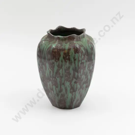 Pilkingtons Studio Pottery Facetted Dribble Glaze Vase 17.5cm H