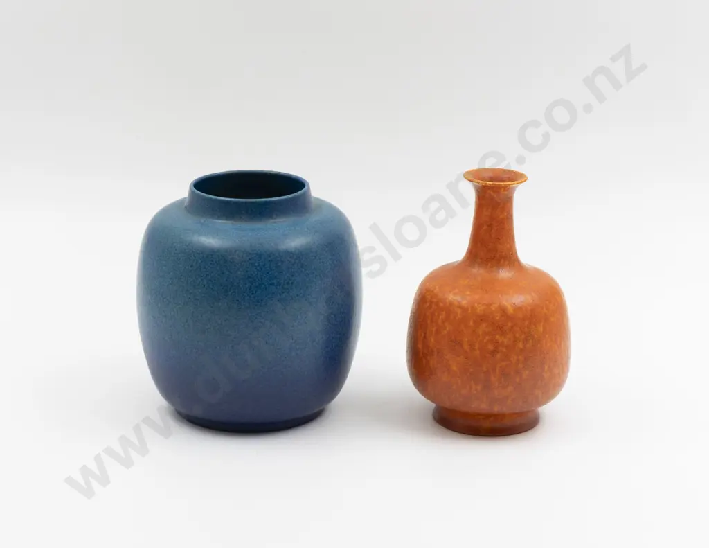 Pilkingtons Studio Pottery Speckled Blue Ginger Jar & Orange Specimen Vase Image 1++