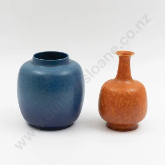 Pilkingtons Studio Pottery Speckled Blue Ginger Jar & Orange Specimen Vase
