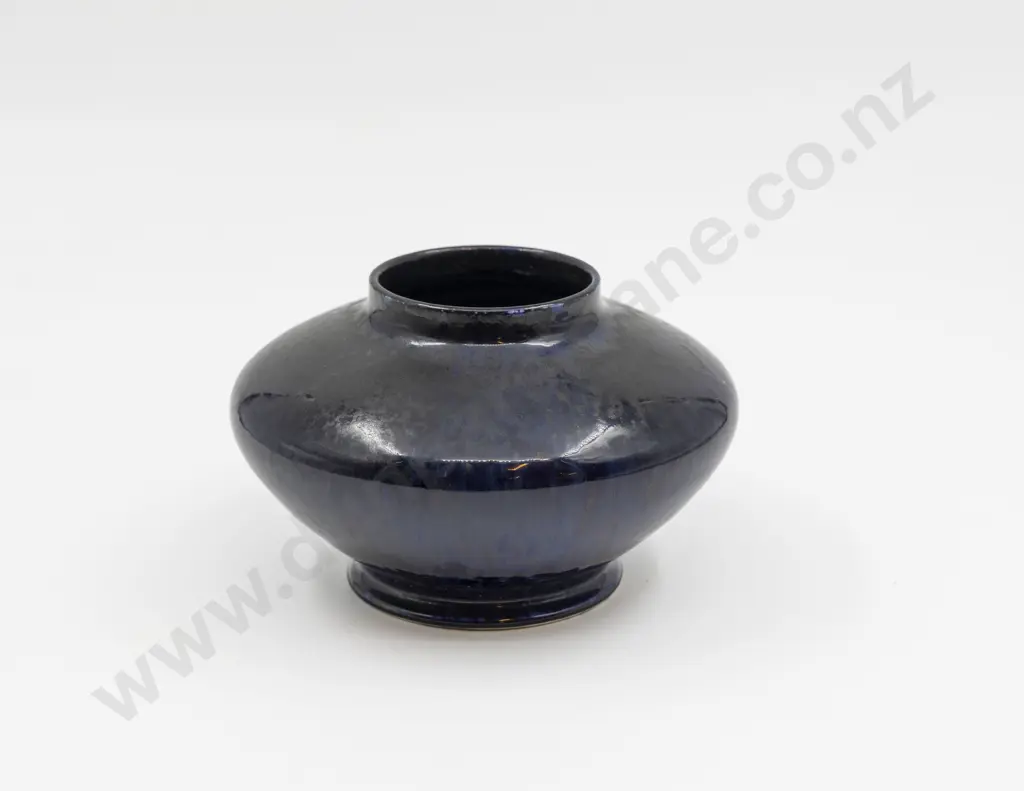 Ruskin Deep Blue Dribbled Glaze Posy Vase 11cm H Image 1++