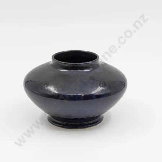 Ruskin Deep Blue Dribbled Glaze Posy Vase 11cm H