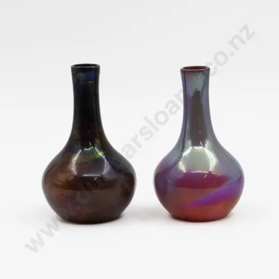 Two Bernard Moore British Studio Pottery Bottle Vases 14cm H Each