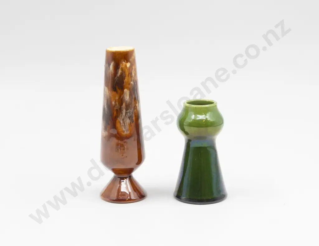 Ruskin Scissor Incised Mark Specimen Vase with Wardle Posy Pot 16cm & 10.5cm H Image 1++