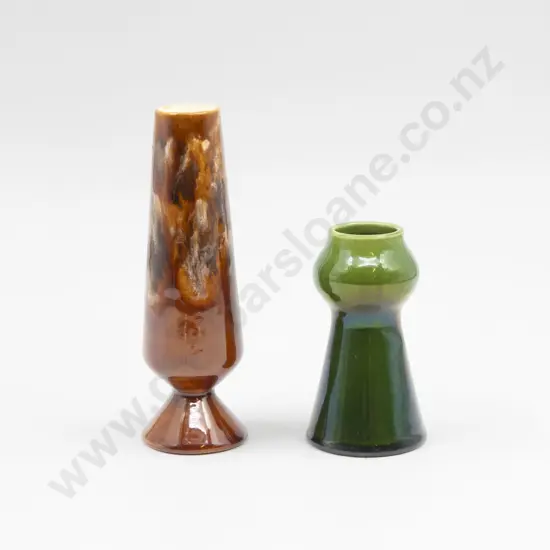Ruskin Scissor Incised Mark Specimen Vase with Wardle Posy Pot 16cm & 10.5cm H