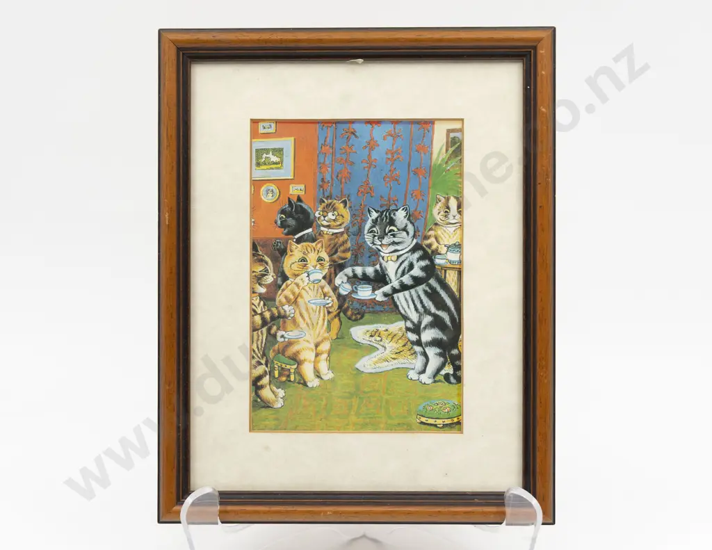 Two Louis Wain Hand Coloured Book Plates & Polychrome Print Image 1++