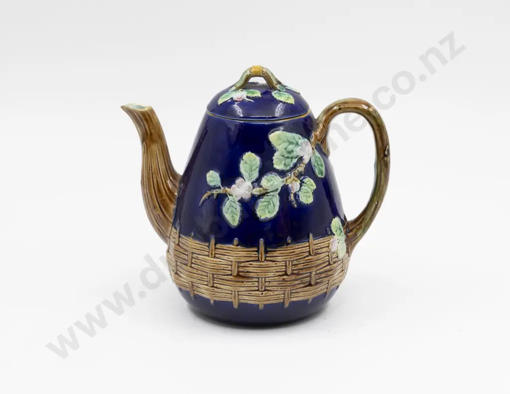 Unmarked Majolica Shallow Relief Coffee Pot 17cm H Image 1++