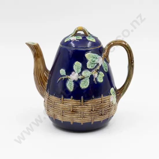 Unmarked Majolica Shallow Relief Coffee Pot 17cm H